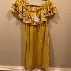 Beautiful off shoulder mustard dress